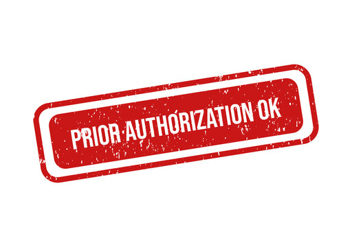 Red rubber stamp with prior authorization approval text