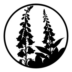 Digitalis Foxglove Silhouette Vector, Woodland Botanical Illustration, Elegant Floral Design Element, Nature Garden Art © SUMON