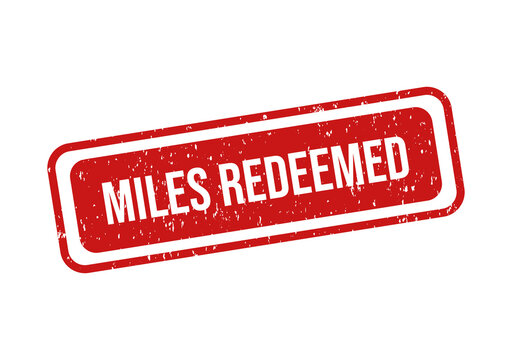 Red stamp badge with miles redeemed text
