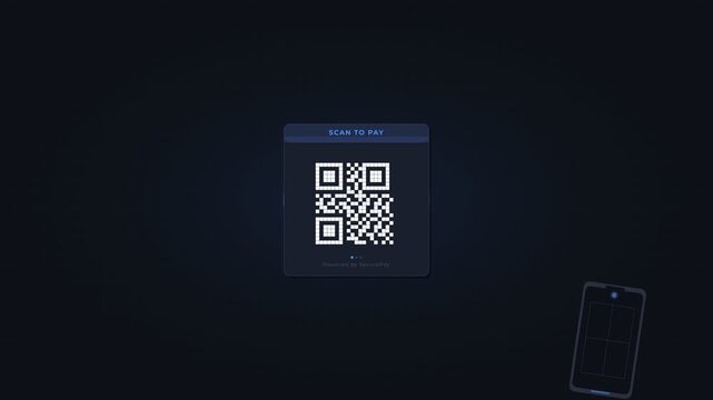 Futuristic QR Code Scanning Animation on Digital Interface