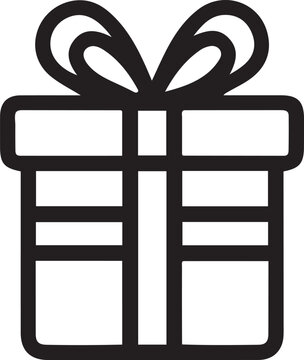 Minimalist Outline Gift Box Ribbon Icon Design