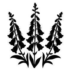 Elegant Black Foxglove Silhouette Vector, Botanical Floral Illustration, Woodland Garden Plant Art, Decorative Nature Element © SUMON