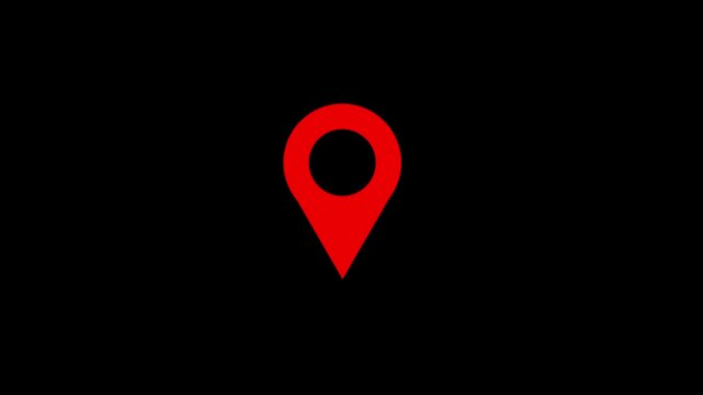 GPS location pointer animated with radio wave, location pointer, pin icon on black background.4k video