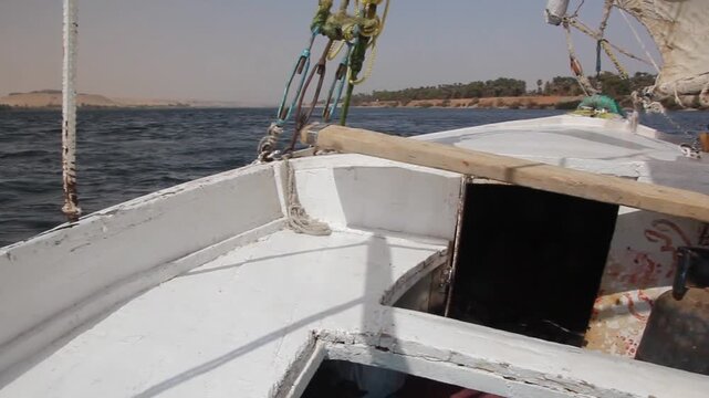 Felucca sail boat at the river Nile near Aswan, Egypt