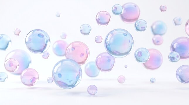 Modern 3D abstract background with translucent glass spheres and pastel orbs floating on a clean white surface. Perfect for tech websites, SaaS apps, presentations, and modern branding.