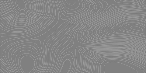 Gray topographic map background with abstract contour lines representing geographic terrain heights and elevations. Light gray topographic contour lines on a solid darker gray backdrop. © Creative Arts