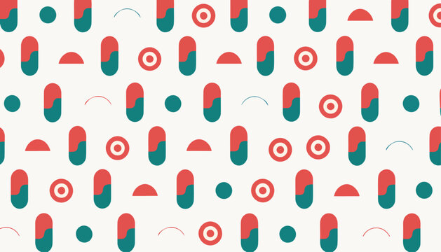 Contemporary abstract pattern built from modular vector geometry pieces