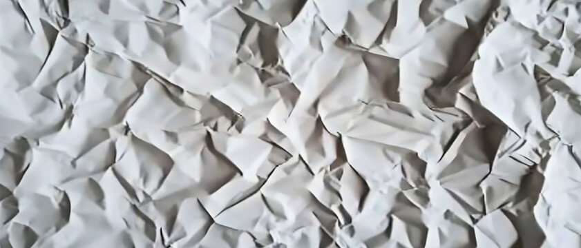 White Crumpled Paper Texture Background with Wrinkled Rough Surface