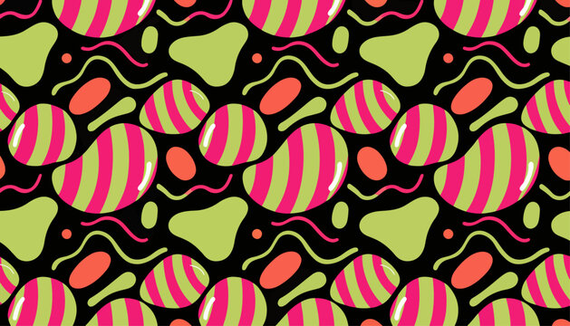 Decorative geometric motif pattern created from rounded vector shapes