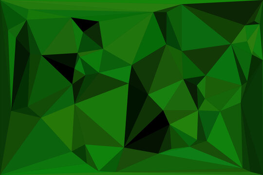 Abstract geometric background with triangular polygons in varying shades of green.