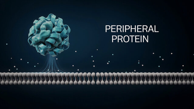 Peripheral protein structure on cell membrane with molecular illustration  protein attached to cell membrane surface
