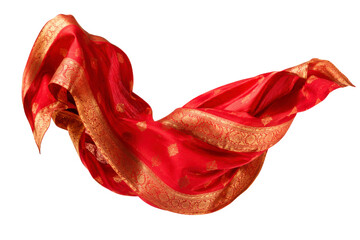 Fototapeta premium Flowing Red Silk Fabric Isolated Luxurious Elegant Textile