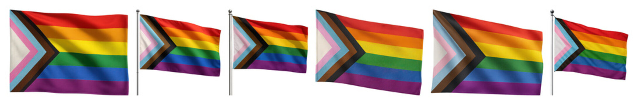 PNG Progress pride flags waving together on transparent background