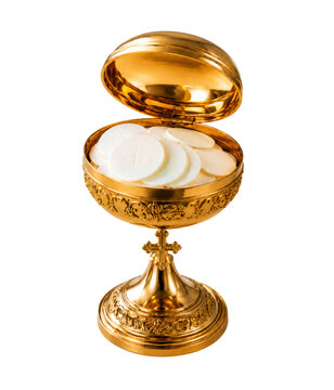 Golden Holy Communion Ciborium Isolated Sacred Church Vessel