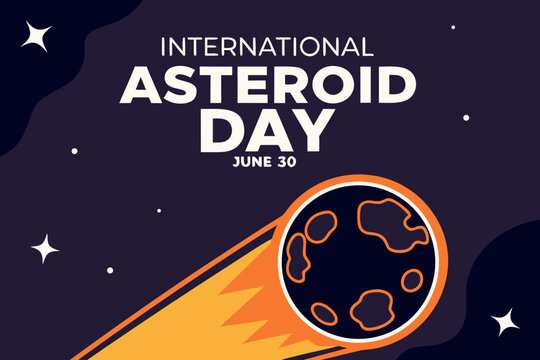 International Asteroid Day awareness campaign graphic with asteroid flying through space