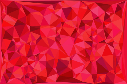Vibrant red geometric polygonal pattern abstract background with sharp triangle shapes.