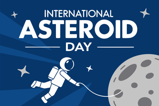 International Asteroid Day celebration with astronaut and moon in space