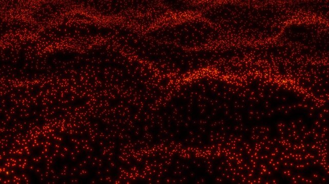 Abstract red dots pattern on black background digital art glowing
