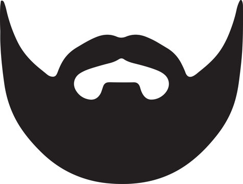 Full beard and mustache silhouette vector icon with a classic thick beard and mustache silhouette isolated