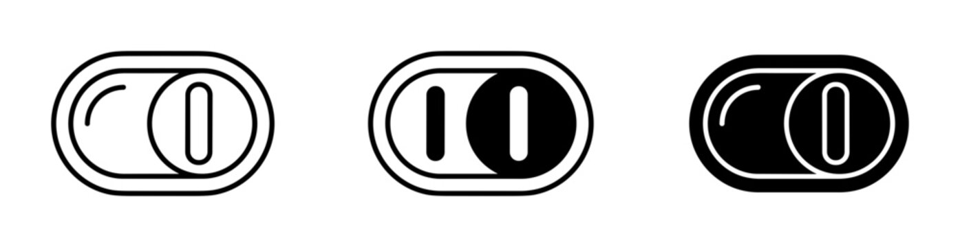 Toggle Switch Icons, On Off Control Buttons, Minimalist UI Elements, Vector Set