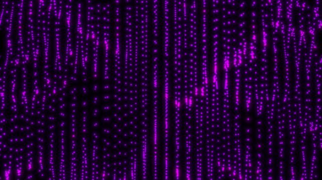 Purple digital matrix code background with flowing data stream