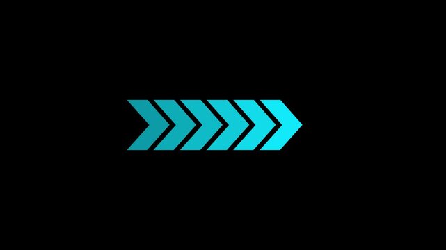 Right-directional arrow loop animation. Animated arrows for the overlay video layer. on a black background of motion 4k video