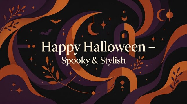 Halloween (USA top-market) abstract background Happy halloween spooky and stylish text design with autumn leaves background illustration