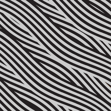 Abstract geometric pattern with black and white wavy lines. Interlocking rounded lines design. Seamless vector background. esp 10