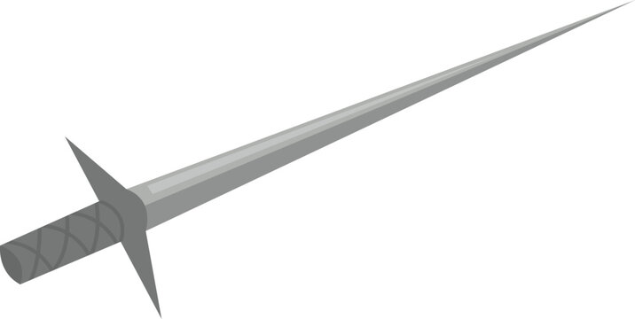 Medieval rapier sword with thin blade isolated on transparent background