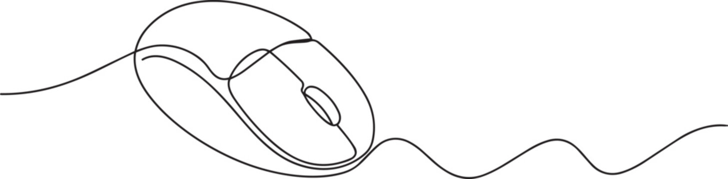 A simple line drawing of a computer mouse with cord