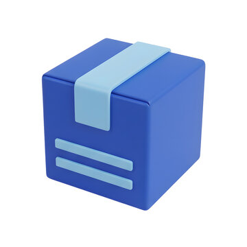 Blue 3D rendered box with light blue straps