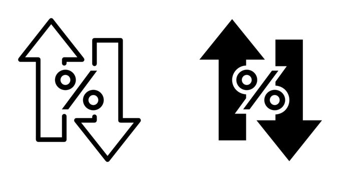 Percentage Up and Down Arrows Icons, Financial Growth and Decline Symbols, Business Analytics Vector Graphics