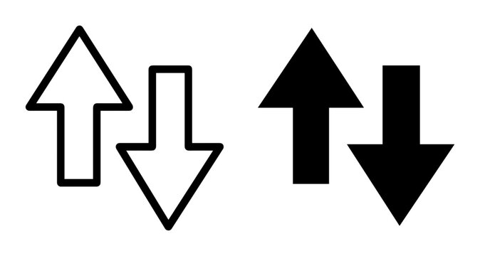 Directional Arrows Icon Set: Up and Down Arrows, Navigation Symbols, Data Flow Indicators, Vector Graphics