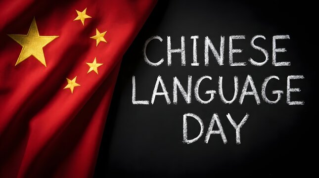 Chinese language day celebration with flag