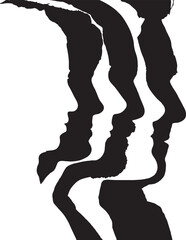 Obraz premium vector, Overlapping silhouette of male and female faces