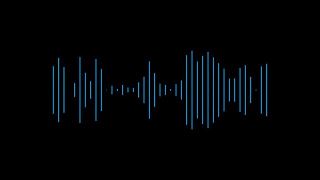 A beautiful new audio music wave icon animation on black background.Abstract music wave,player,audio frequency,player wave icon animation.