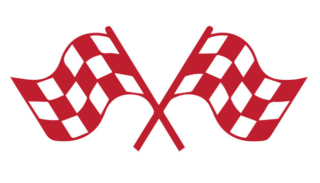 Red and white crossed checkered racing flags icon with checkered competition motorsport illustration speedway champion performance