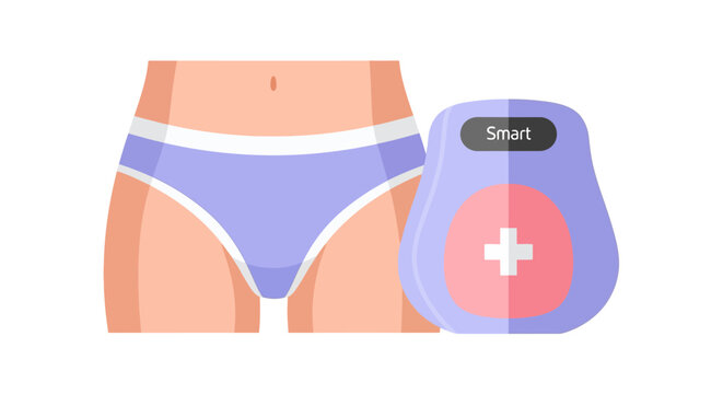 Femtech Concept Illustration of Smart Menstrual Cycle Tracker and Digital Women's Health Device for Period Monitoring
