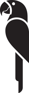 Minimalist Parrot Perched Side Profile Modern Black Silhouette Logo Design