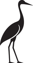 Obraz premium Elegant Crane Bird Standing Tall Minimalist Black Silhouette Vector Art