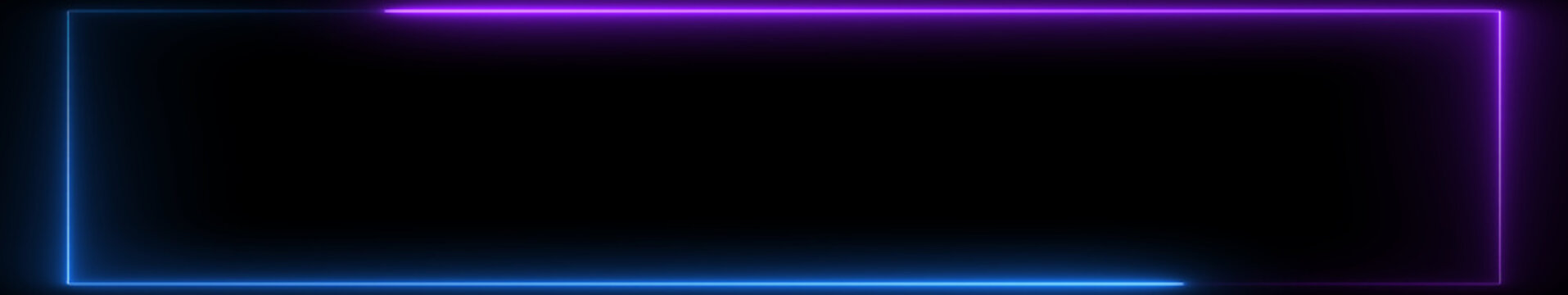 Blue and Purple Neon Ultrawide Rectangular Frame Background, Cinematic Glowing Border Animation, Futuristic Technology Display Template, Digital Cyber Light Motion Graphics Loop in 4K