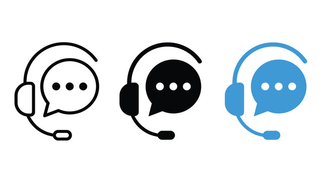 customer support icons flat design headset speech