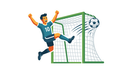 Soccer Player Scoring Goal Celebration.