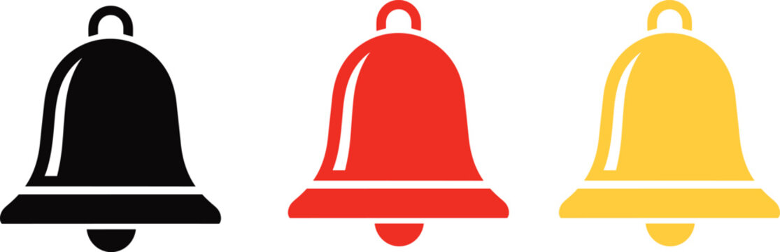 Notification message bell vecor line icon.notification icon vector line art illustration design.bell icons notification, alert, signal, warning in black, red, and yellow for notifications