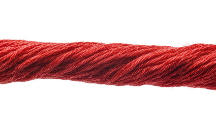 Thick red twisted rope segment, isolated on transparent background © PAPADOMUS