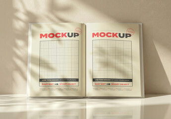 Open Book Magazine Elegant Light Mockup