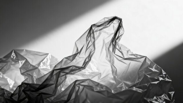 Crinkled plastic bag in shadow
