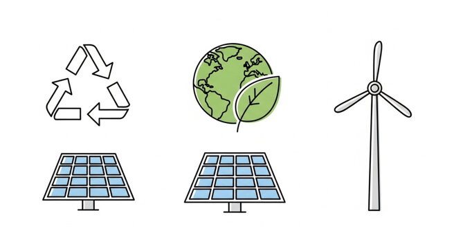 Renewable Energy Sources Power a Sustainable Future with Solar Panels, Wind Turbines, and Recycling