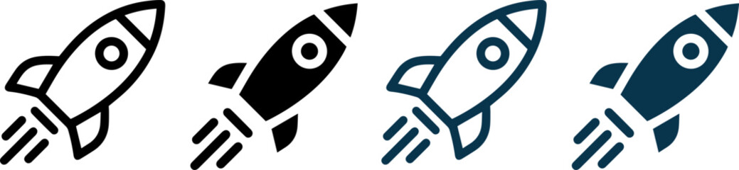 Set of rocket ship icons in different styles isolated on white background © mohammad