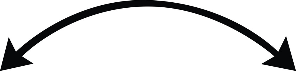Obraz premium Black curved arrow pointing inwards graphic element isolated on transparent background for design and infographic applications